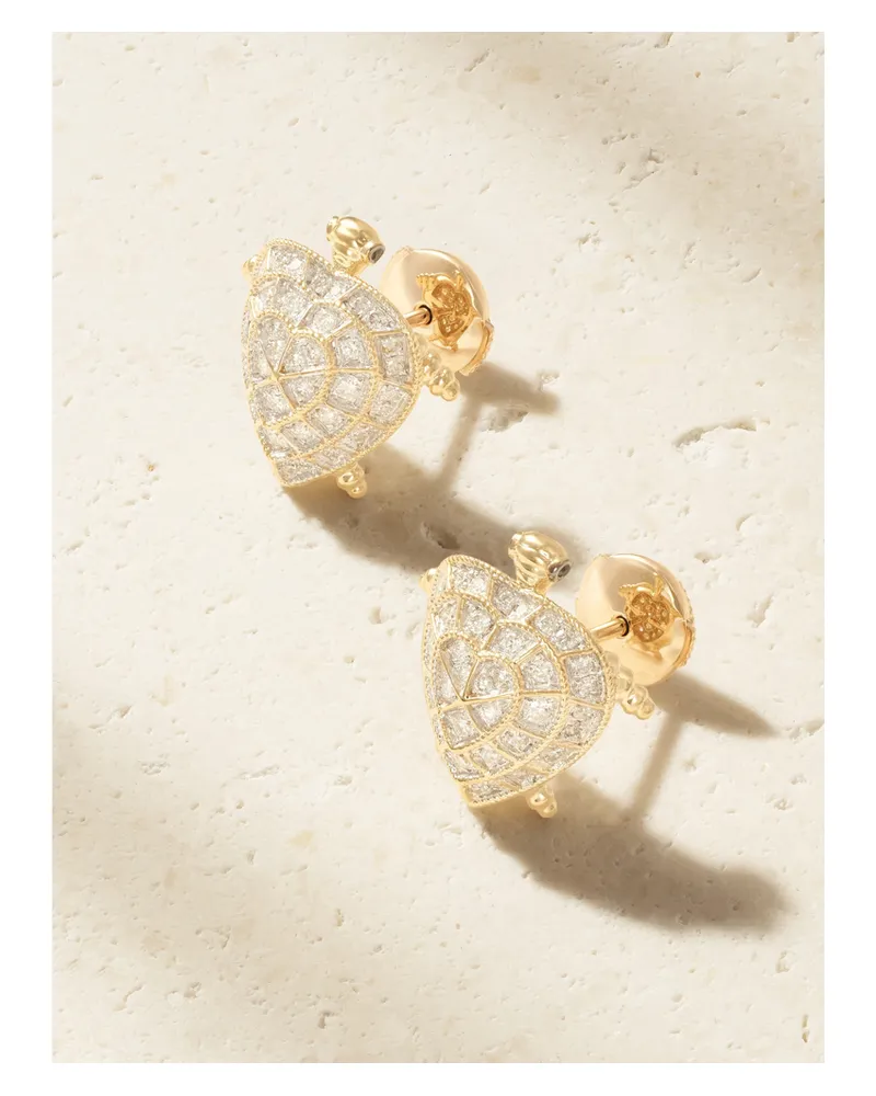 Yvonne Léon Tortue Coeur 9-karat Gold Diamond Earrings Gold