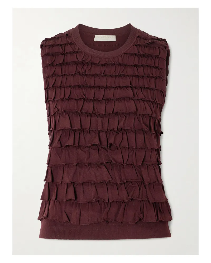 Ulla Johnson Lula Tiered Ruffled Jersey Top - Purple Purple