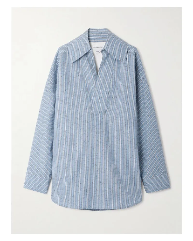 Bottega Veneta Oversized Hemd Aus Einer Gestreiften Baumwollmischung - Blau Blau