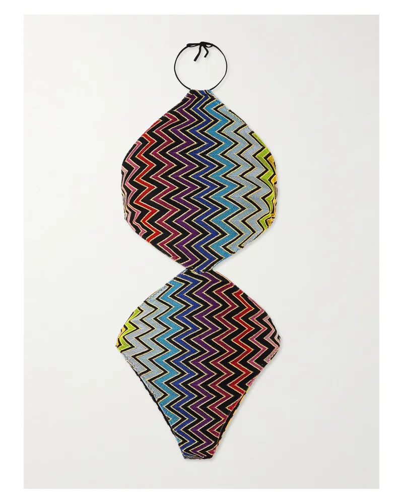 Missoni Mare Badeanzug Aus Gestreiftem Häkelstrick In Metallic-optik - Mehrfarbig Mehrfarbig