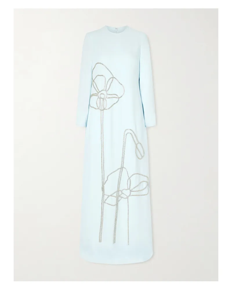 COSTARELLOS Zarie Crystal-embellished Crepe Gown - Blue Blue