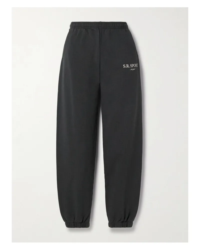 SPORTY & RICH Jogginghose Aus Baumwoll-jersey Mit Print - Schwarz Schwarz