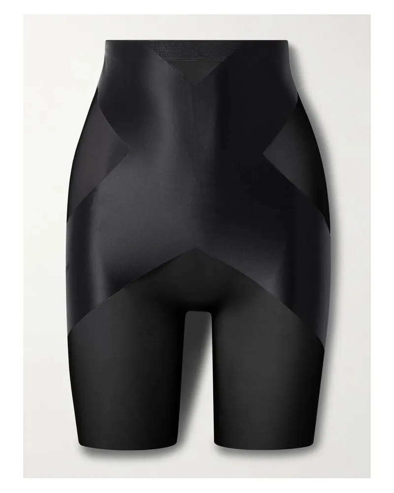 Spanx Spanxshape™ Satin‑x™ Hoch Sitzende, Oberschenkellange Shorts - Schwarz Schwarz
