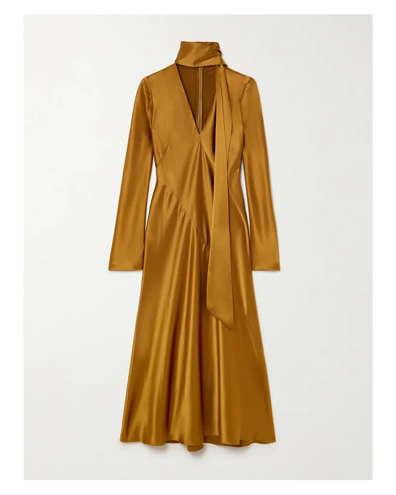 GALVAN Audrey Midikleid Aus Satin Mit Schluppe - Braun Braun