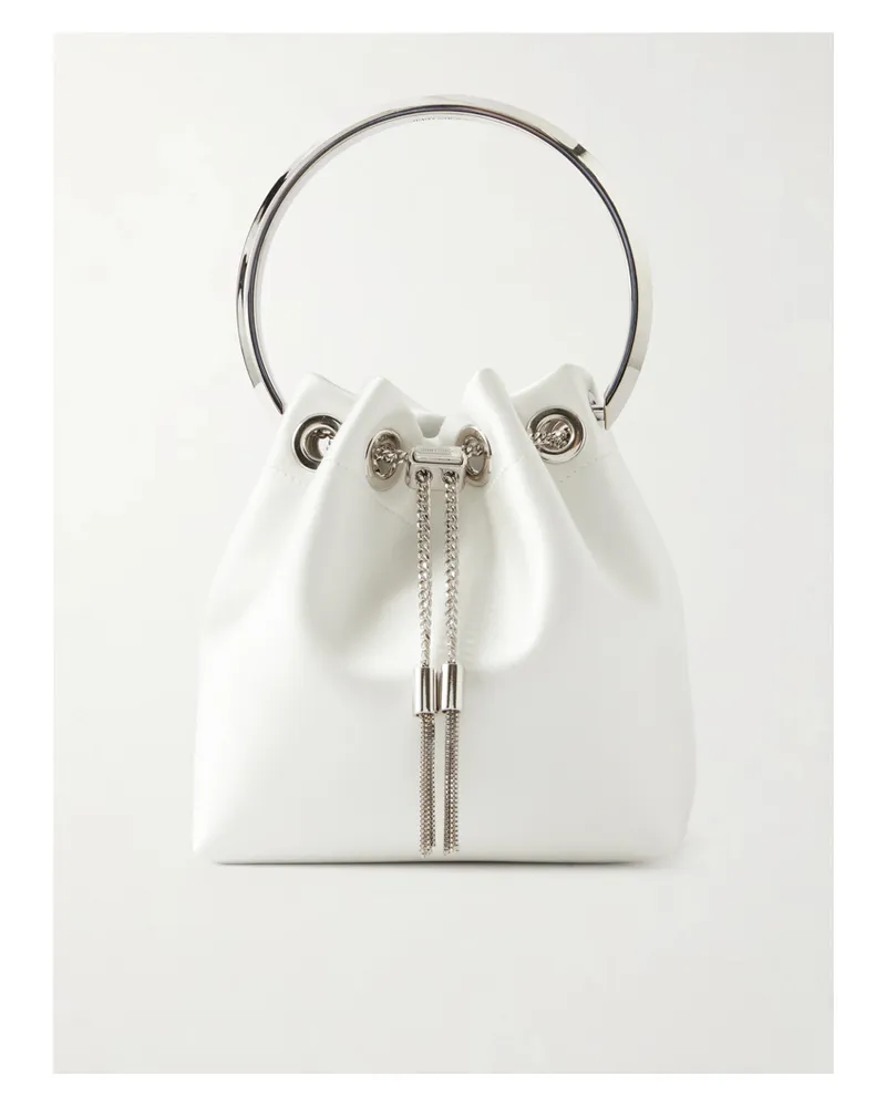 Jimmy Choo Bon Bon Crystal-embellished Satin Bucket Bag - Ivory Ivory