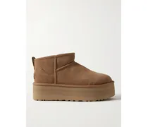 Classic Ultra Mini Ankle Boots Aus Shearling Mit Plateau - Braun
