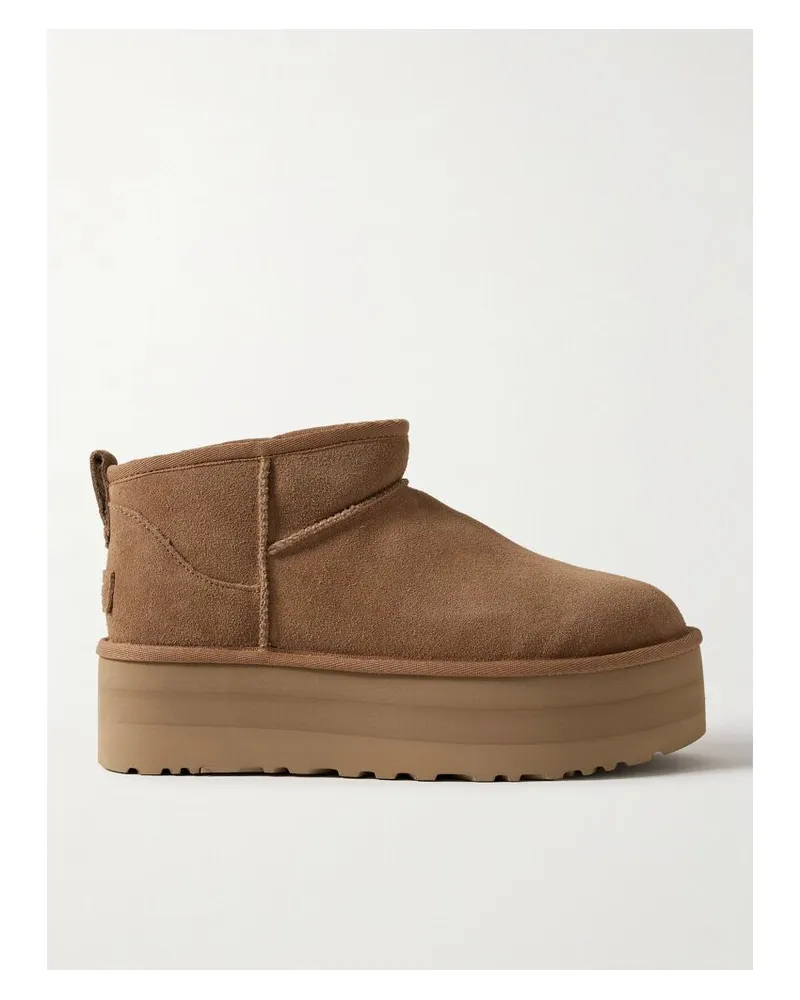 UGG Classic Ultra Mini Ankle Boots Aus Shearling Mit Plateau - Braun Braun