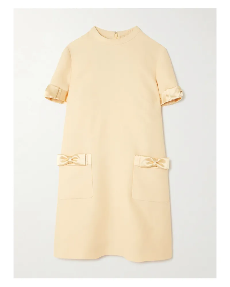 Valentino Garavani Minikleid Aus Einer Woll-seidenmischung Mit Satinbesätzen - Creme Creme