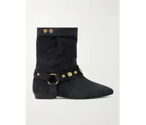 Stania Ankle Boots Aus Veloursleder Mit Nieten - Blau
