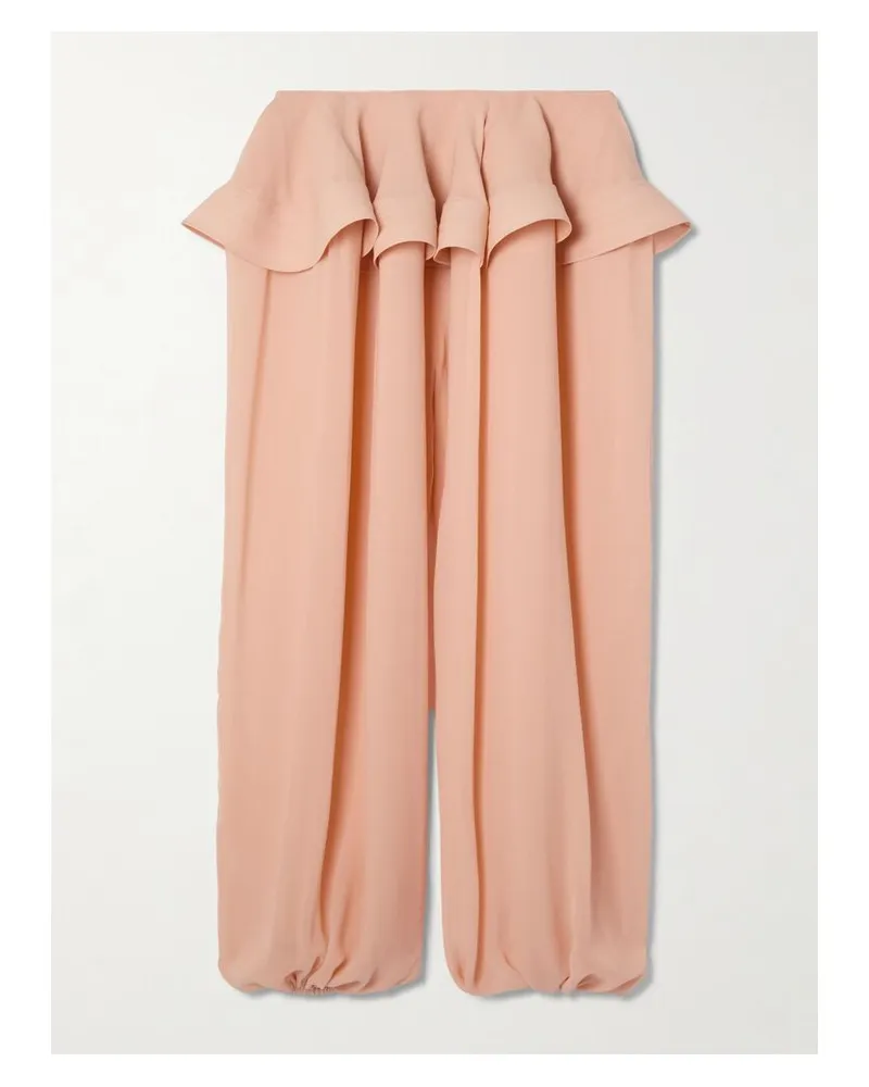 Alaïa Hose Aus Georgette Mit Falten Und Schößchen - Orange Orange