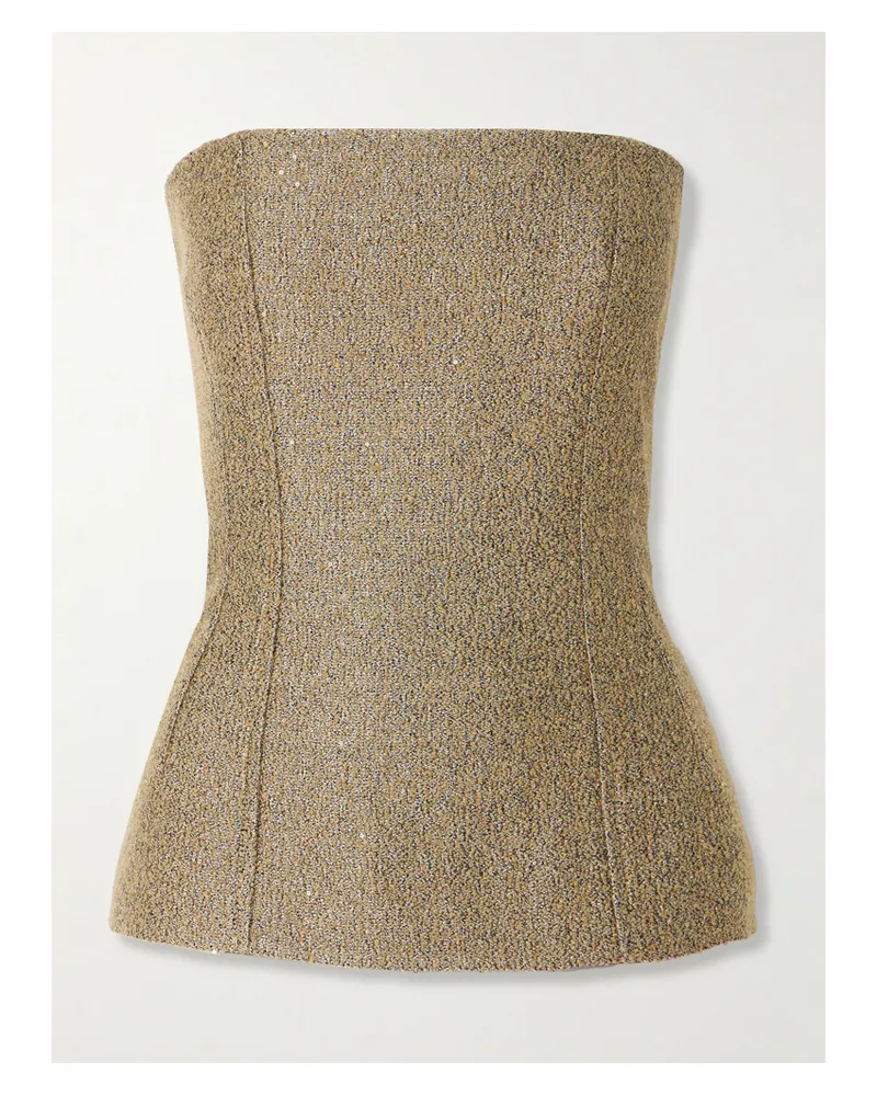EMILIA WICKSTEAD Kerina Trägerloses Bustier Aus Metallic-tweed Mit Pailletten - Gold Gold
