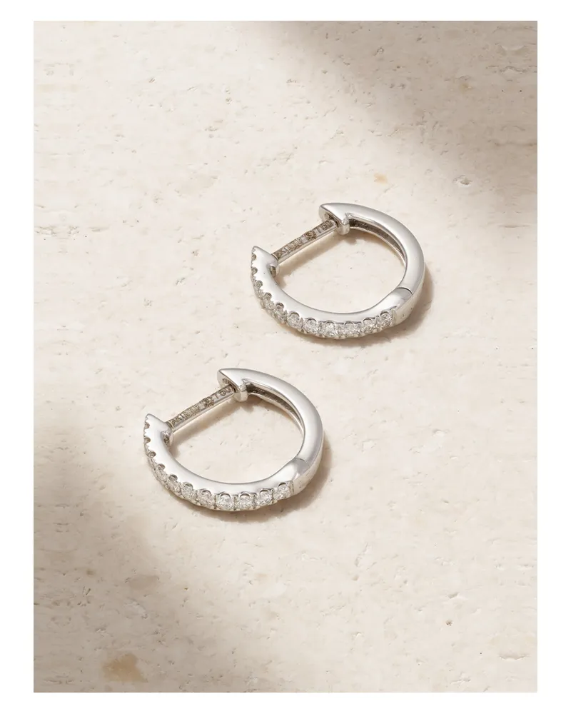 ANITA KO Huggies Creolen Aus 18 Karat Weißgold Mit Diamanten - Silber Silber