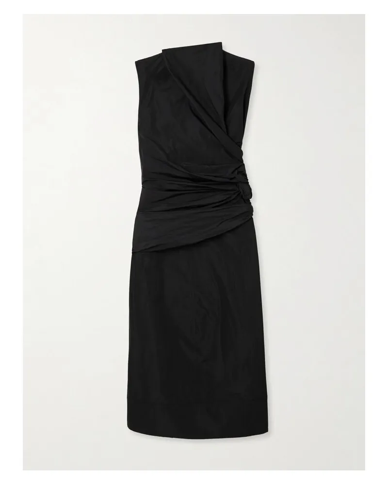 Jil Sander Midikleid Aus Shell Mit Raffungen - Schwarz Schwarz