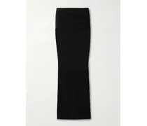 Sheer Knit Foldover Long Skirt – Onyx – Maxirock - Schwarz