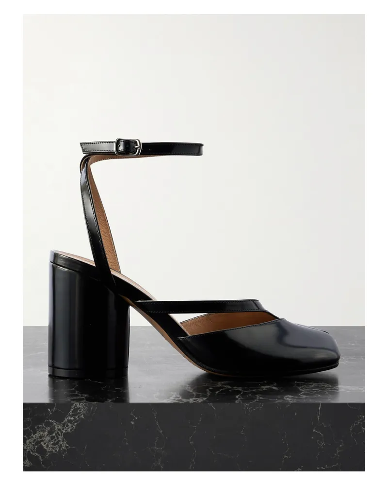 Maison Margiela Tabi Split-toe Glossed Leather Pumps - Black Black