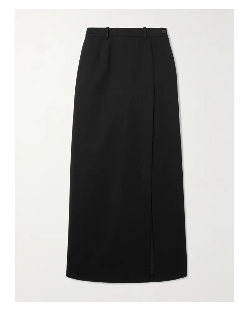 Balenciaga Wrap-effect Wool-gabardine Maxi Skirt - Black Black