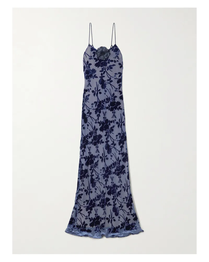 Rodarte Robe Aus Devoré-samt Mit Blumenmuster Und Applikation - Blau Blau