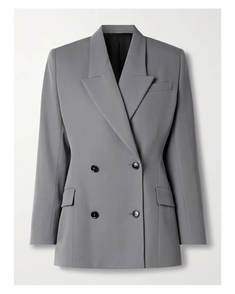 Alaïa Doppelreihiger Blazer Aus Wollgabardine - Grau Grau