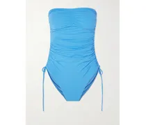 Sydney Strapless Ruched Swimsuit - Blue