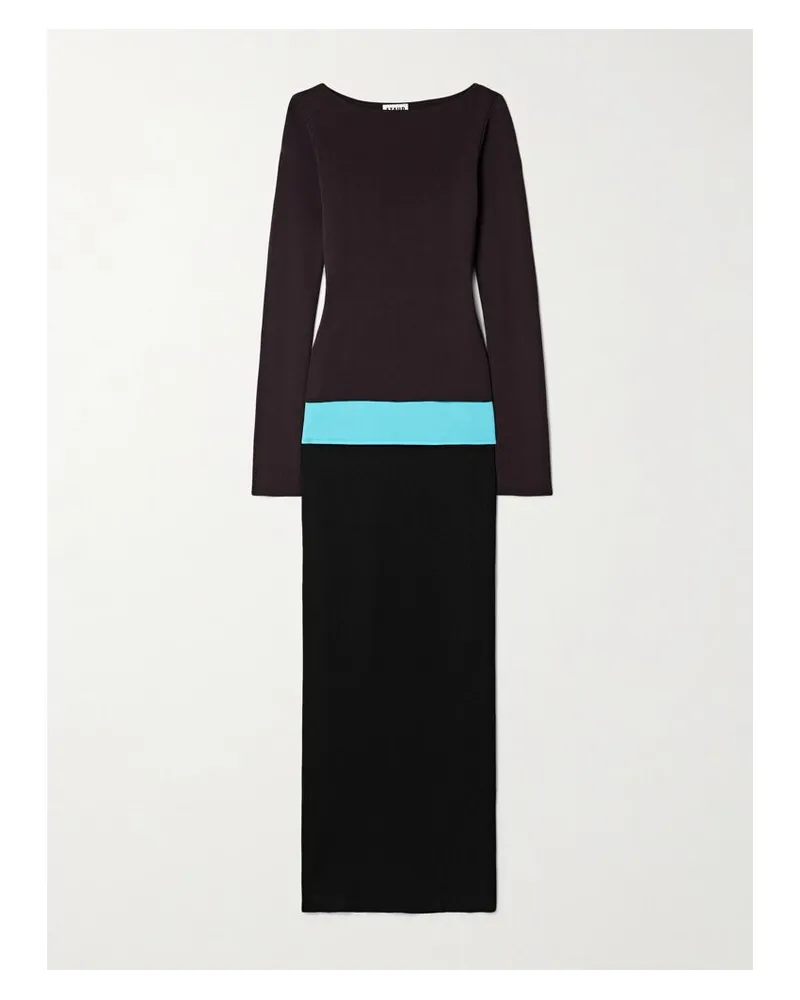 STAUD Carilo Mehrlagiges Midikleid Aus Stretch-strick - Schwarz Schwarz