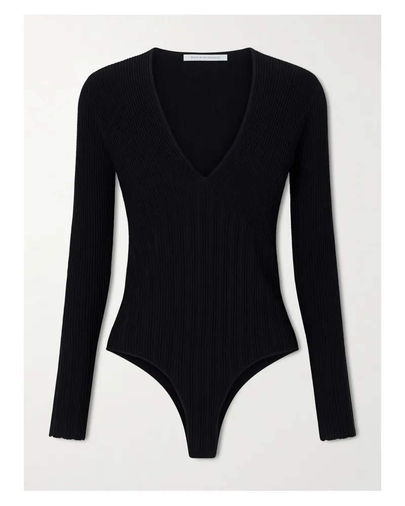 Maria Mcmanus Recycled Ribbed-knit Bodysuit - Black Black