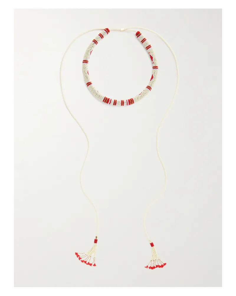 Isabel Marant Nina Beaded Glass And Cord Necklace - White White