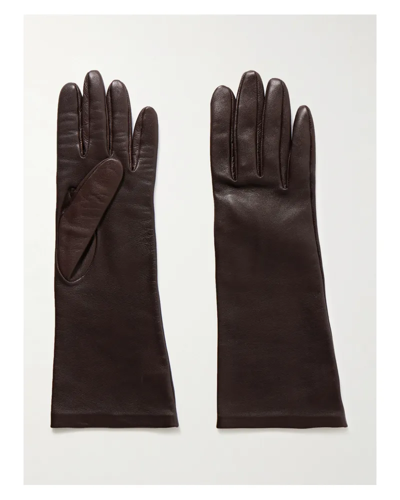 KHAITE Remo Mid Leather Gloves - Brown Brown