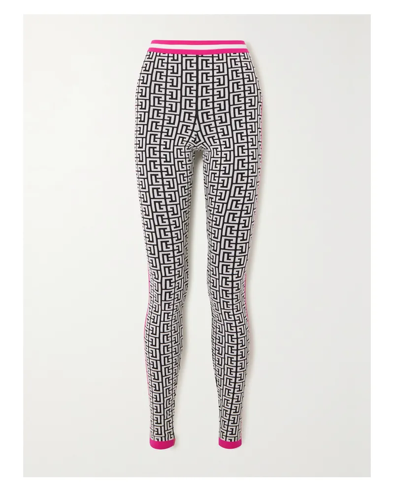 Balmain Leggings Aus Einer Wollmischung In Jacquard-strick - Schwarz Schwarz