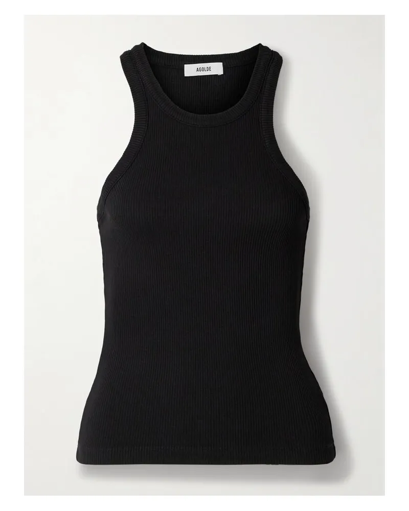 AGOLDE Rayne Tanktop Aus Geripptem Stretch-jersey Aus Einer Biobaumwoll-lyocell-mischung - Schwarz Schwarz