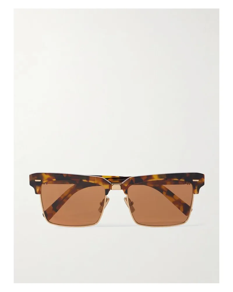 Miu Miu Sonnenbrille Mit Eckigem Rahmen Aus Azetat In Hornoptik Mit Goldfarbenen Details Horn
