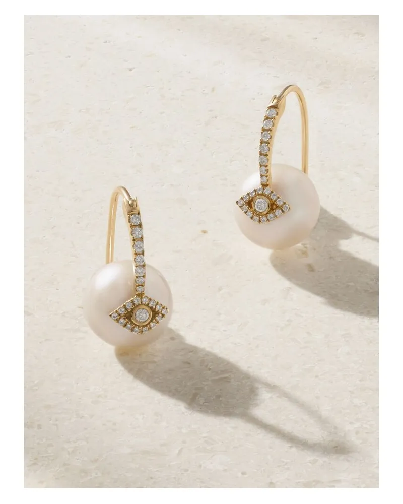 Sydney Evan Evil Eye Ohrringe Aus 14 Karat Gold Mit Perlen Und Diamanten Gold
