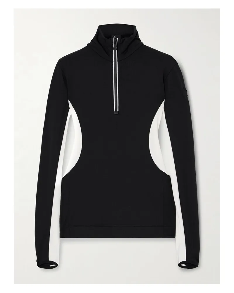 Moncler Skioberteil Aus Stretch-jersey In Colour-block-optik - Schwarz Schwarz