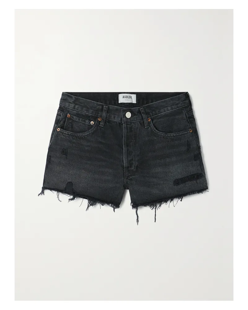 AGOLDE Parker Jeansshorts In Distressed-optik - Schwarz Schwarz