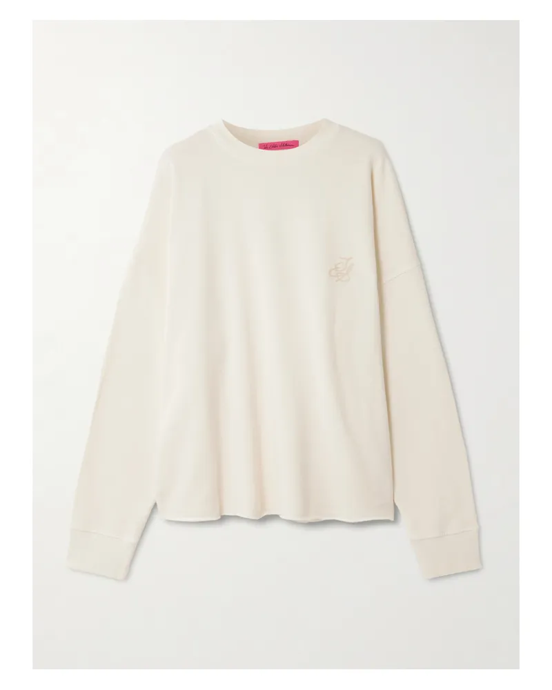 The Elder Statesman Daily Embroidered Cotton And Cashmere-blend Sweatshirt - Neutrals Neutrals