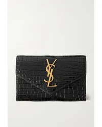 Saint Laurent Cassandre Portemonnaie aus Glanzleder Schwarz