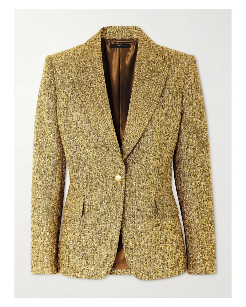 Tom Ford Blazer aus Metallic-tweed Gold