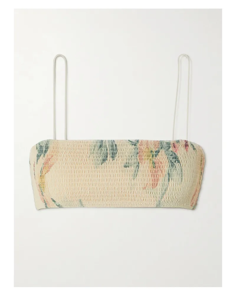 Totême Bikini-oberteil Aus Recyceltem Material Mit Blumenprint Und Raffungen - Pink Pink