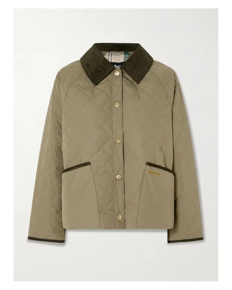 Barbour Anise Verkürzte Steppjacke Aus Shell Mit Cordbesätzen - Grün Grün