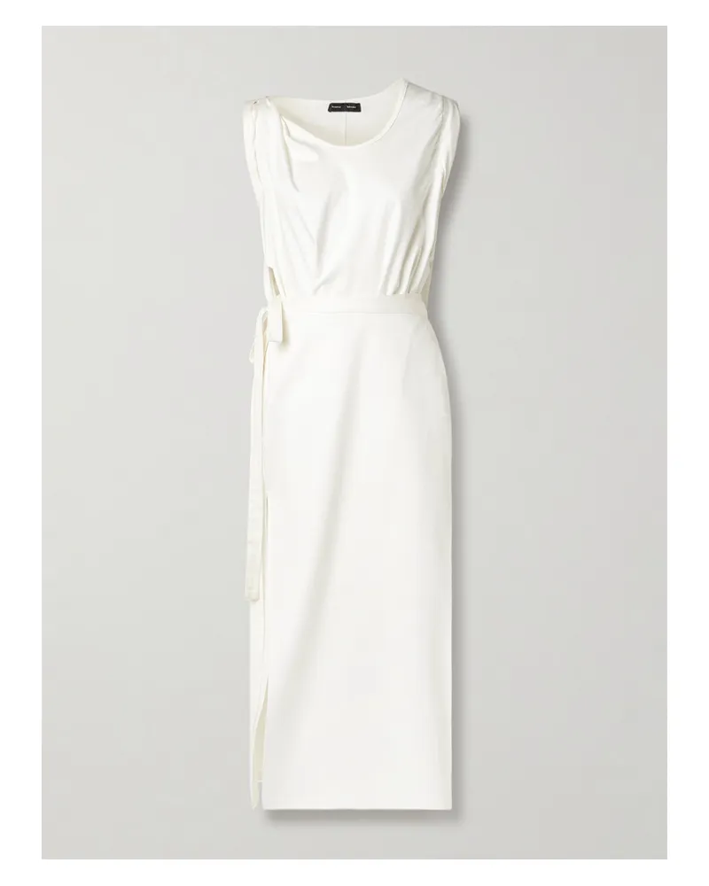 Proenza Schouler Midi-wickelkleid Aus Biobaumwoll-jersey Mit Falten - Weiß Weiß