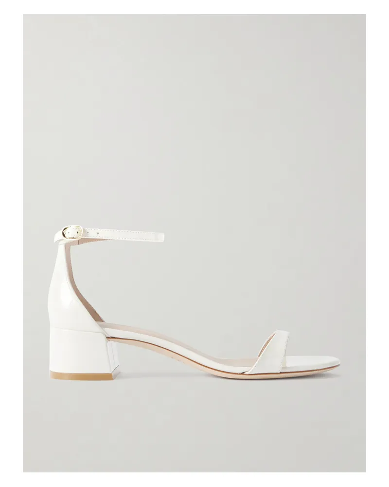 Stuart Weitzman Nudist Block Patent-leather Sandals - Neutrals Neutrals