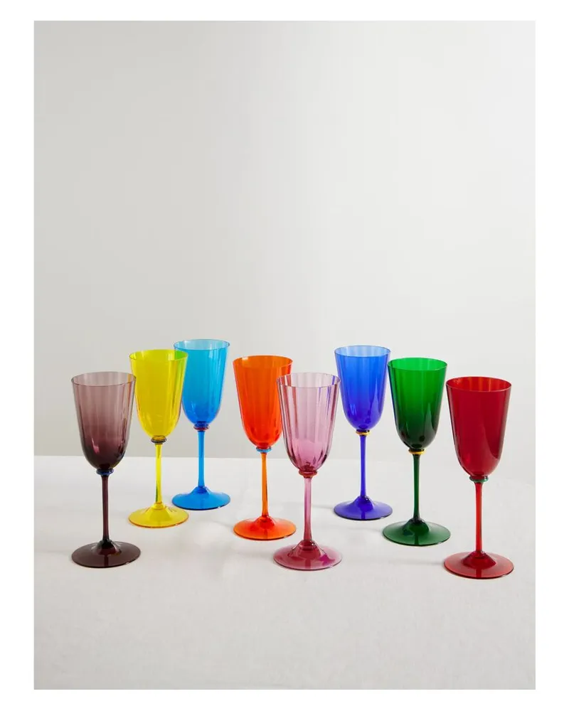 La DoubleJ Set Aus Acht Weingläsern Aus Muranoglas - Mehrfarbig Mehrfarbig