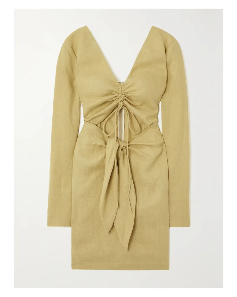 Nanushka Gilia Minikleid Aus Leinen Mit Raffungen, Twist-detail Und Cut-out - Neutral Neutral