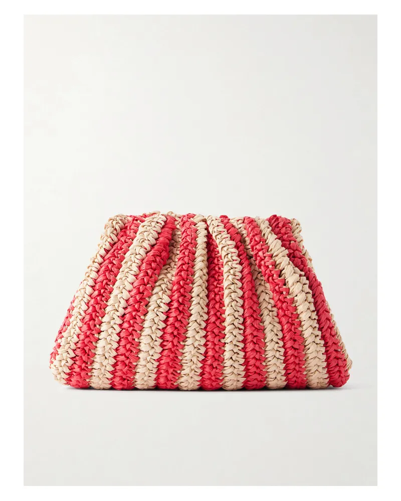 Loeffler Randall Bailey Striped Crocheted Raffia Clutch - Red Red