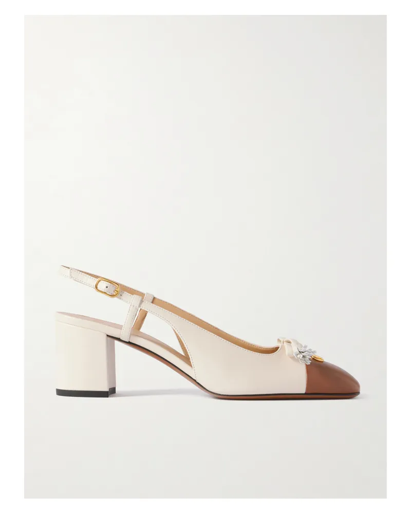 Valentino Garavani Vlogo 65 Tasseled Leather Slingback Pumps - Neutrals Neutrals
