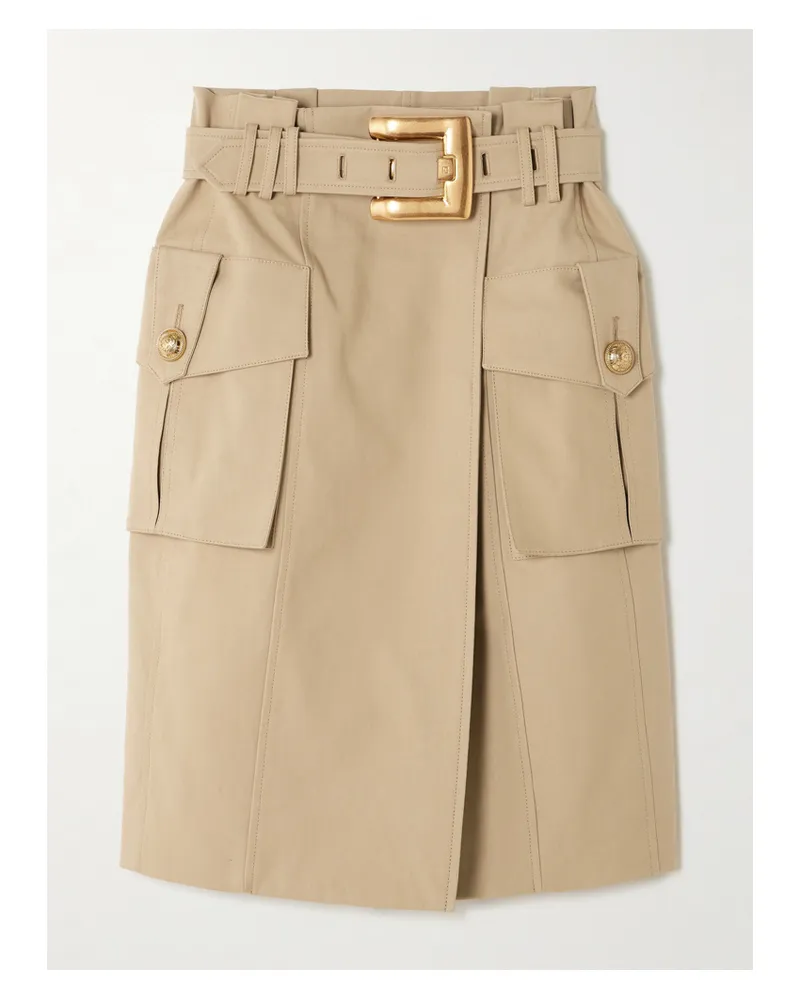 Balmain Rock Aus Baumwollgabardine Mit Wickeleffekt Und Zierknöpfen - Neutral Neutral