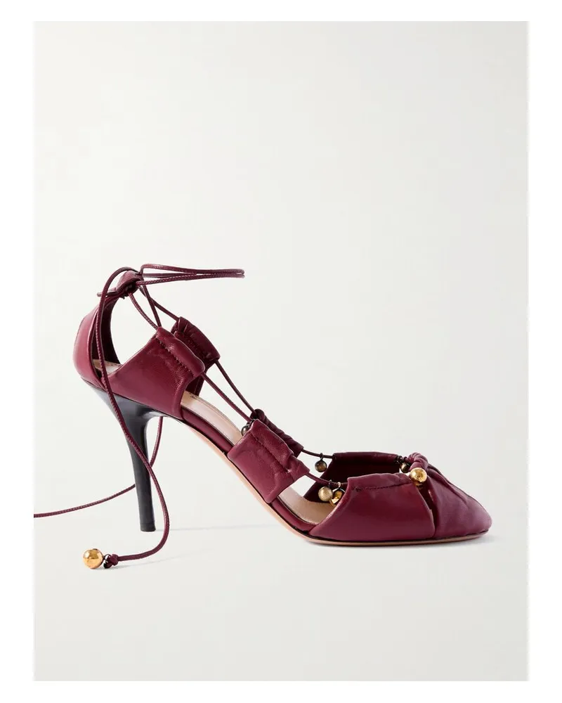 Chloé Luna Pumps Aus Leder Mit Raffungen, Cut-outs Und Verzierungen - Burgunder Burgunder