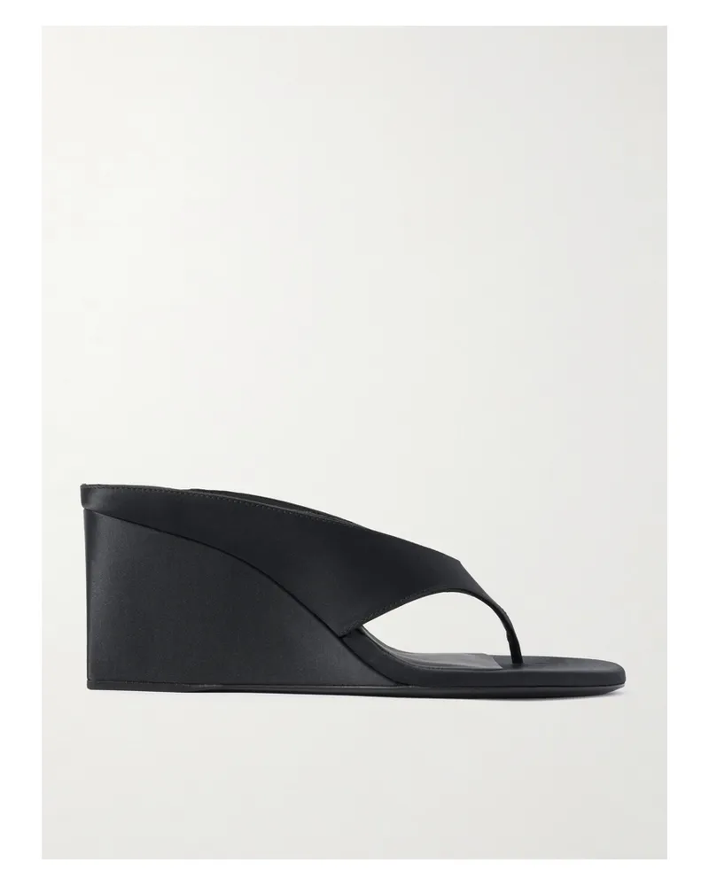 Alaïa Satin Wedge Sandals - Black Black