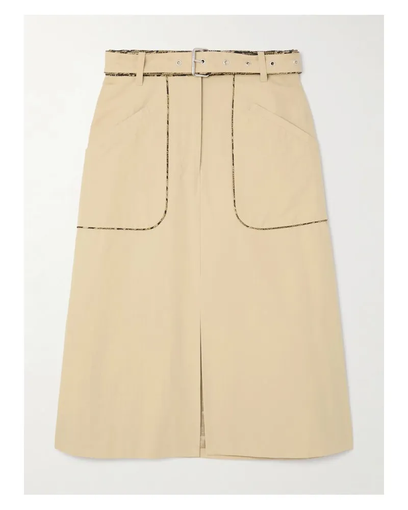 Dries van Noten Midirock Aus Baumwoll-canvas Mit Gürtel - Neutral Neutral