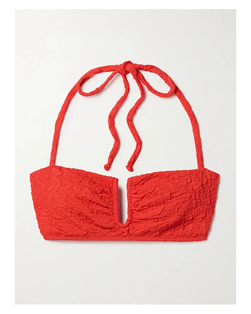 Mara Hoffman Cruz Bikini-oberteil Aus Strukturiertem Material Mit Recycelten Fasern - Rot Rot