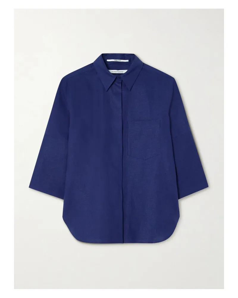 Another Tomorrow Hemd Aus Leinen - Blau Blau